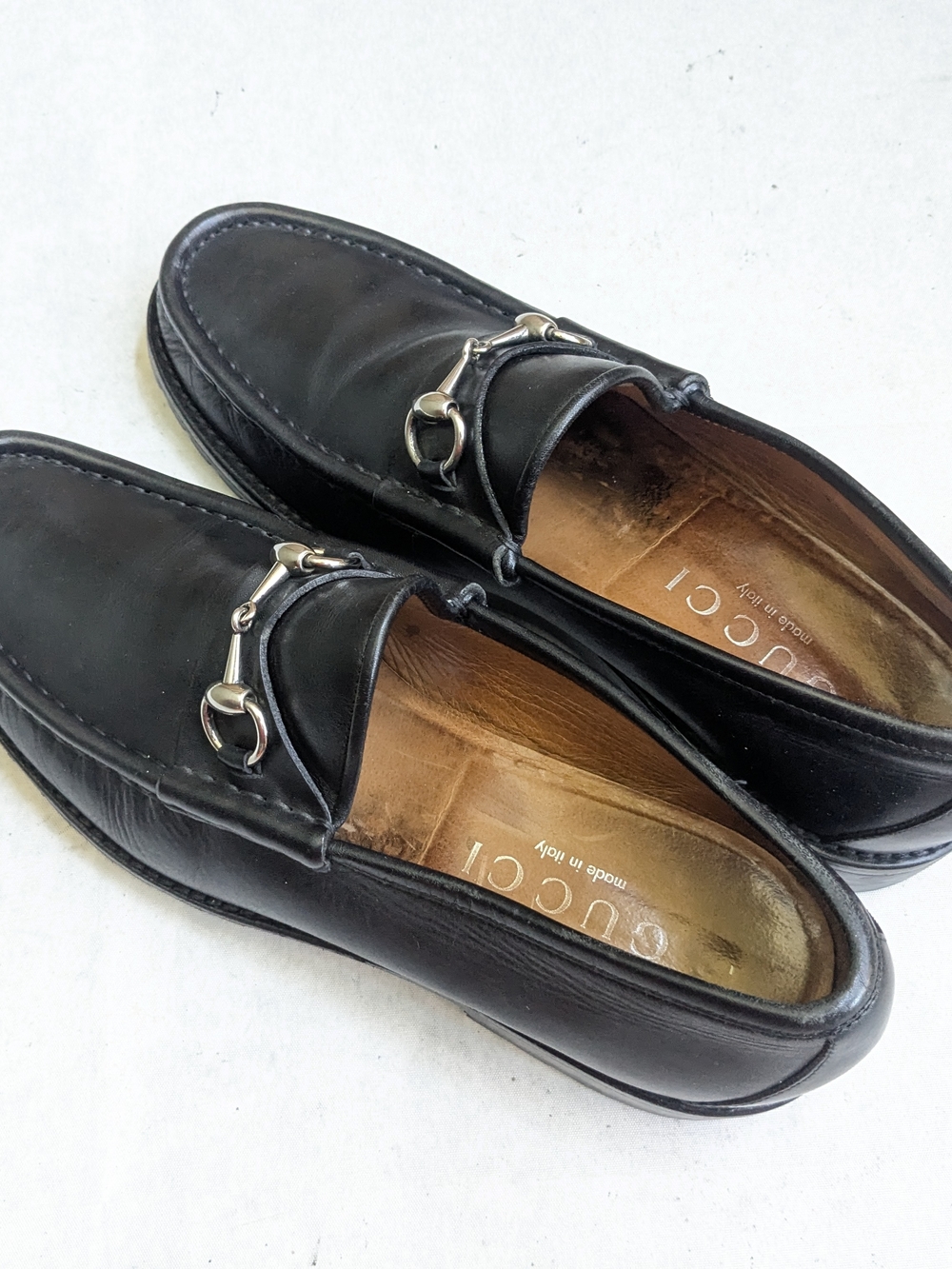 Gucci Black Leather Loafers with Silver Horsebit Black US 10.5 Men - Picture 13 of 16